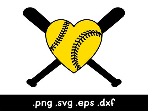 Softball Heart Svg Softball Clipart Love Softball Svg Etsy