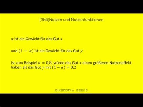 3Mi Nutzen und Nutzenfunktionen Haushaltstheorie Mikroökonomie