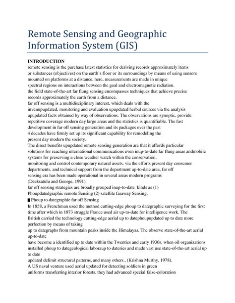 Remote Sensing And Geographic Information System Remote Sensing And