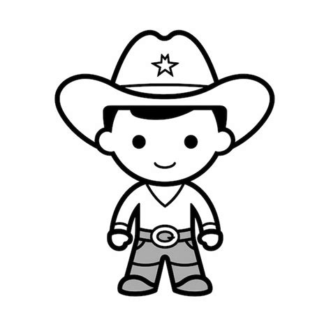 Premium AI Image | Kids cartoon coloring book cowboy outline