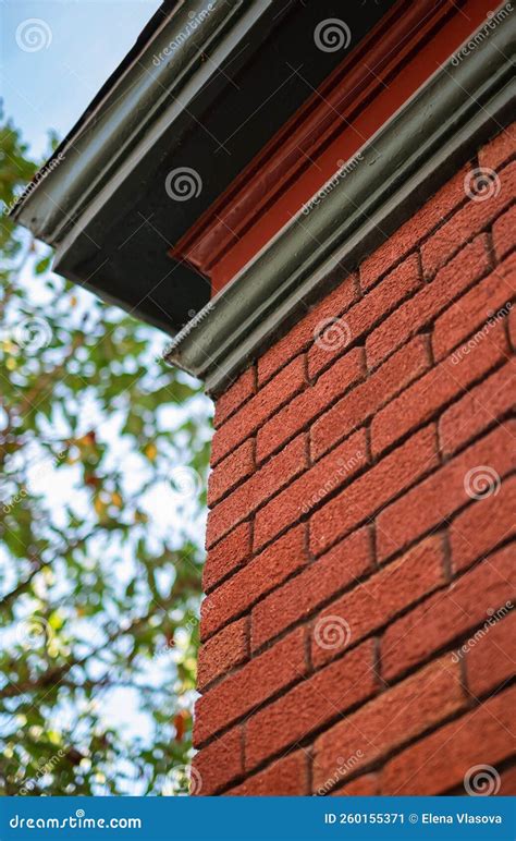 Low Angle View Of A Red Brick Building Sunny Day Low Angle View Of Red