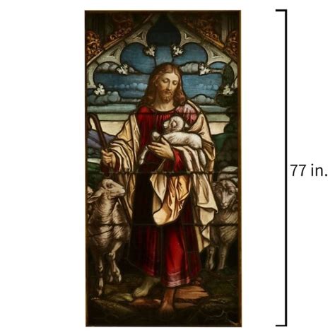 Lot Art Stained Glass Window Panel Depicting Christ As The Good