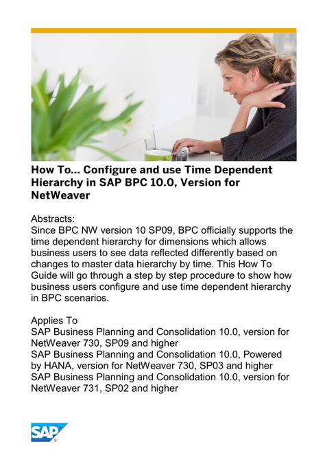 Pdf How To Configure And Use Time Dependent Hierarchy In Sap Bpc