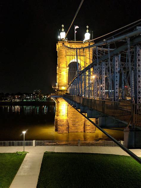 The Famous Roebling Suspension Bridge Taken From Cincinnati Looking At Northern Kentucky