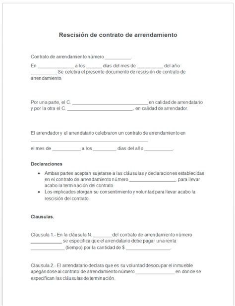 Acuerdo De Terminacion De Contrato De Arrendamiento Actualizado Enero 2025