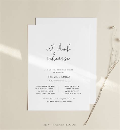 Minimalist Rehearsal Dinner Invitation Template Modern Simple Etsy