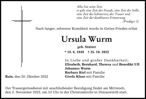 Traueranzeigen von Ursula Wurm Allgäuer Zeitung