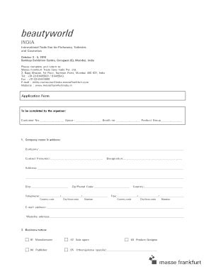 Fillable Online Application Form Messe Frankfurt India Fax Email