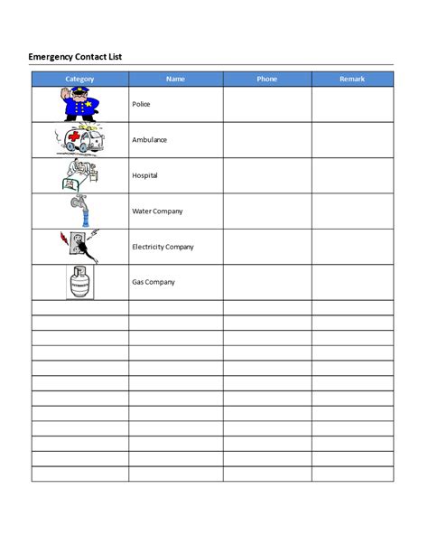 Emergency Contact List Download This Free Printable Emergency Contact