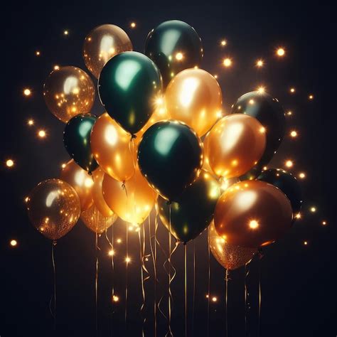 Premium Photo | Black and gold balloons for happy birtday party