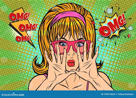 OMG Pop Art Woman Hid Her Face Stock Vector Illustration Of Close