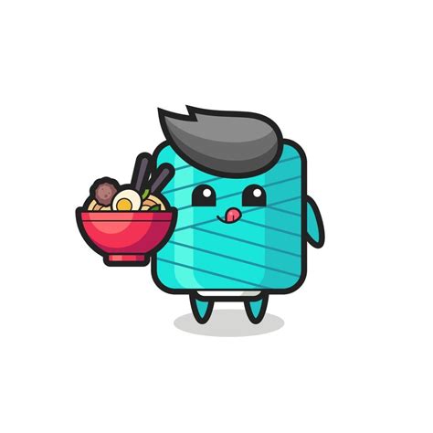 Cute Yarn Spool Character Eating Noodles 3439811 Vector Art At Vecteezy