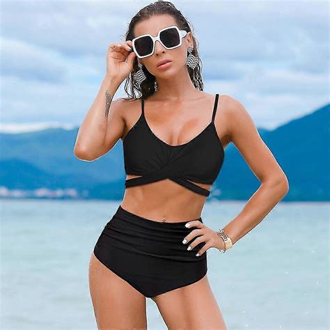 Women S High Waisted Bandage Bikini Set Wrap Two Piece Push Up