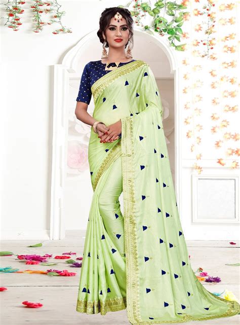 Buy Light Green Georgette Party Wear Saree 140628 With Blouse Online At