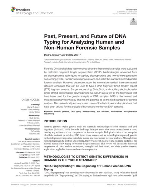 PDF Past Present And Future Of DNA Typing For Analyzing Human And