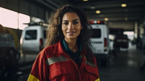 Premium AI Image | Portrait of a Female EMS Paramedic Proudly Standing ...