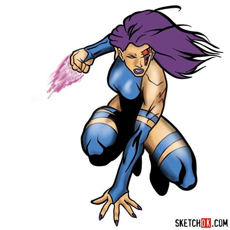 How To Draw Psylocke From X Men Sketchok Easy Drawing Guides 16560