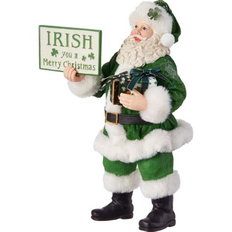 Kurt S Adler Fabrich Musical Irish T Box And Sign Santa Christmas