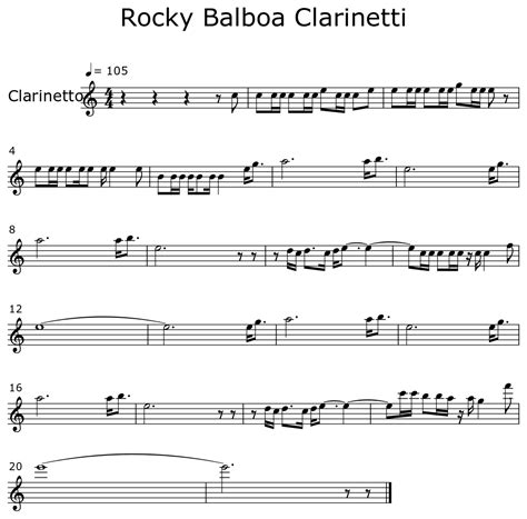 Rocky Balboa Clarinetti Sheet Music For Clarinet