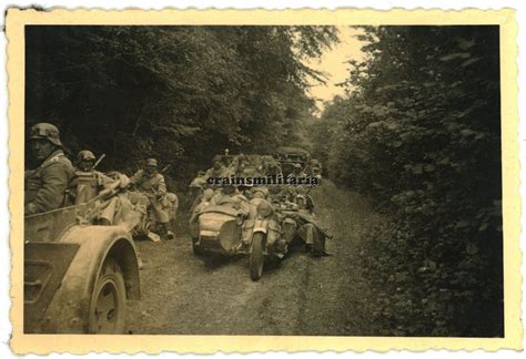 Orig Foto Kradmelder Motorrad Mit Pd Wappen Im Argonnerwald