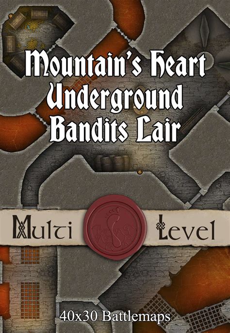 40x30 Multi Level Battlemap Mountains Heart Underground Bandit Lair