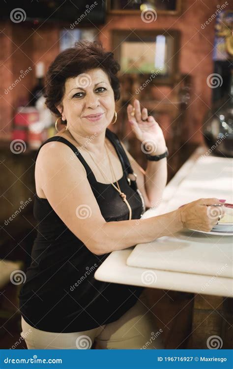 Smoking Mature Woman In Bar Smoking Stock Image Image Of Dinning Free