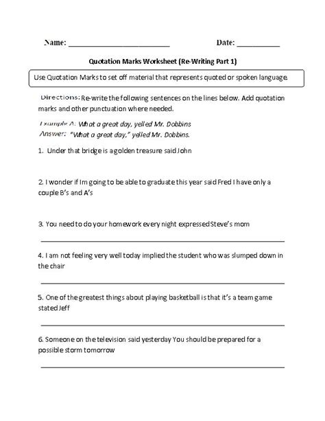 Quotation Marks Worksheets Quotation Marks