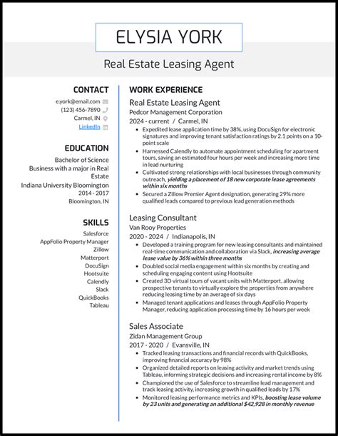 5 Real Estate Leasing Agent Resume Examples For 2025