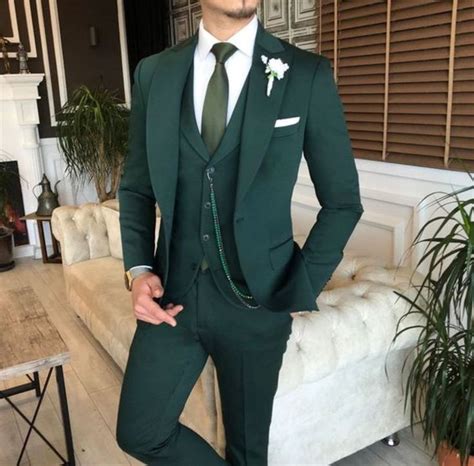 Men Suit Green 3 Piece Beach Wedding Suit Groom Wear Suit Groomsmen