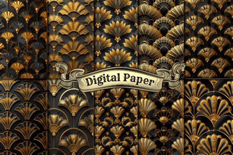 Black Gold Art Deco Digital Paper Graphic By Craftsmaker Creative