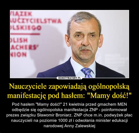 Nauczyciele Zapowiadaj Og Lnopolsk Manifestacj Pod Has Em Mamy