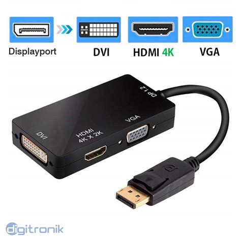 Adaptador Convertidor 3 En 1 De Displayport A Vga Hdmi Dvi Digitronik