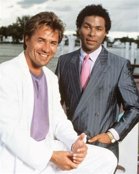 Miami Vice Don Johnson And Philip Michael Thomas Pose By Harbor 8x10 Inch