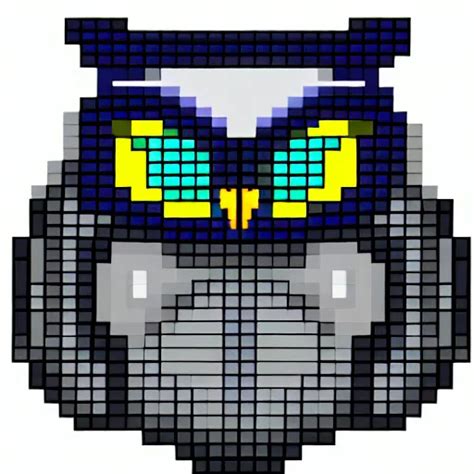 Digital Portrait Pixel Art Owl Centered Smooth Openart