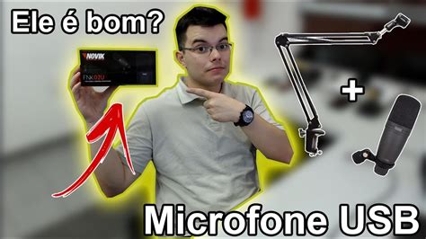 Microfone Novik FNK 02U Suporte Articulado De Mesa Unboxing Teste