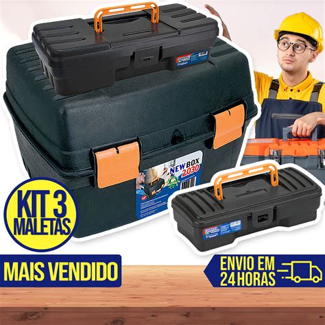 Kit 3 Maleta Caixa de Ferramentas Grande Plástica Organizadora