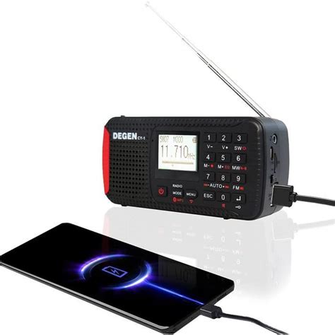 Degen Radio Solaire Manivelle Radio Dynamo Survie Portable Am Fm Sw