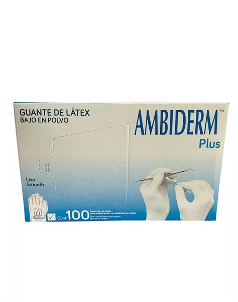 Guante Ambiderm Plus De Latex Liso Blanco Caja Con Off