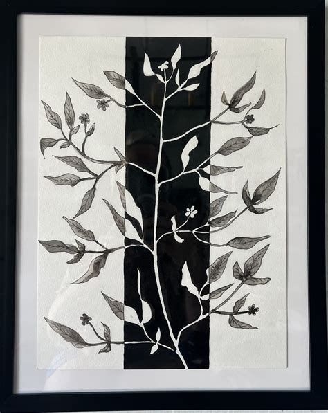 Negative Space India Ink Still Life Plant Painting Mamalife Love