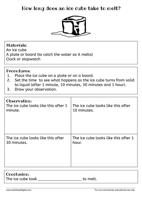 How Long Does An Ice Cube Take To Melt Worksheet Digital Worksheets Library