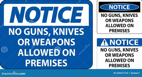 Notice Gun Rules Sign No Guns Knives Or Weapons Allowed On Premises