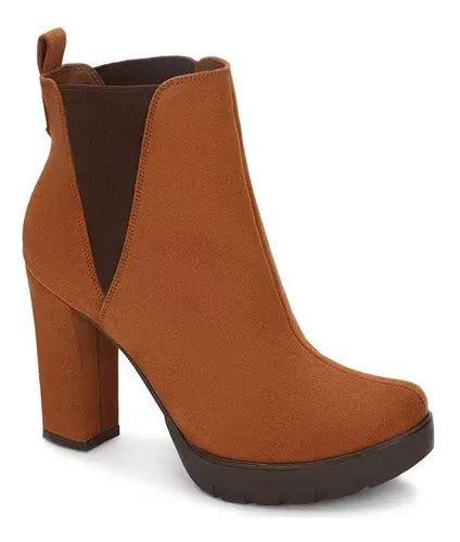 Botin Cafe Tacon Cuadrado Moda Andrea Meses Sin Intereses