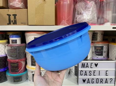 Tupperware Tigela Batedeira 3 2 Litros Azul Claro Tampa Azul Escuro