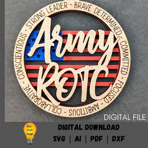 Army Rotc Svg Ornament Or Car Charm Digital File Double Layered Wi