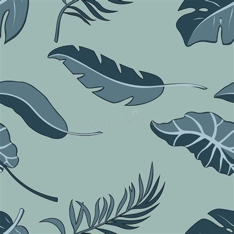 Tropical Palm Leaves Jungle Leaves Seamless Vector Floral Pattern