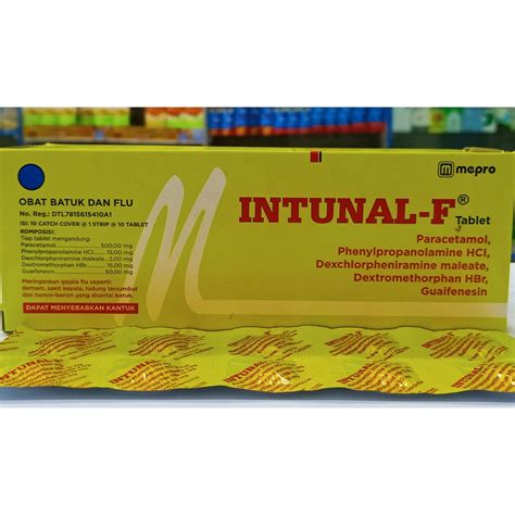 Jual Intunal F Obat Demam Batuk Pilek Strip Isi Tablet Shopee