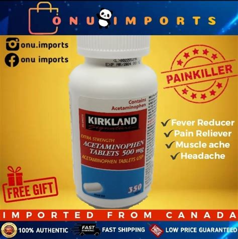 Kirkland Signature 350 Caplets Extra Strength Acetaminophentylenol