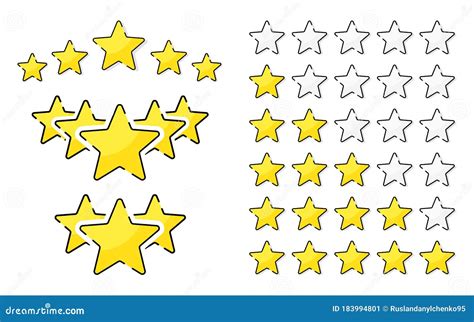 Five Golden Rating Star Vector Illustration In White Background Stock