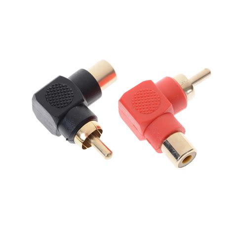 1 2 Pcs Male To Female M F 90 Degree Elbow Audio Adapter 90 Degree Rca Right Angle Connector