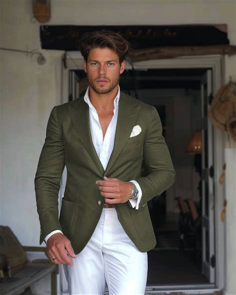 Blazer Vert Avec Chemise Blanche Et Pantalon Hockerty